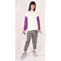 LADIES MID RISE CHECK JOGGERS